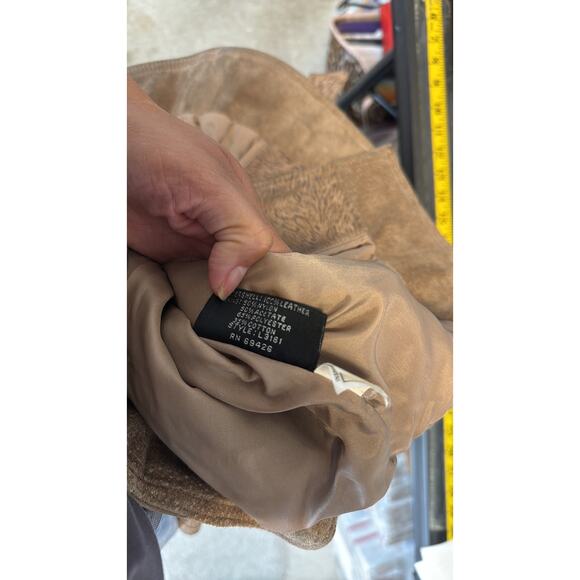 Vintage 80s Byrnes & Baker Belted suede Jacket Size Medium western NFR beige - Picture 9 of 9